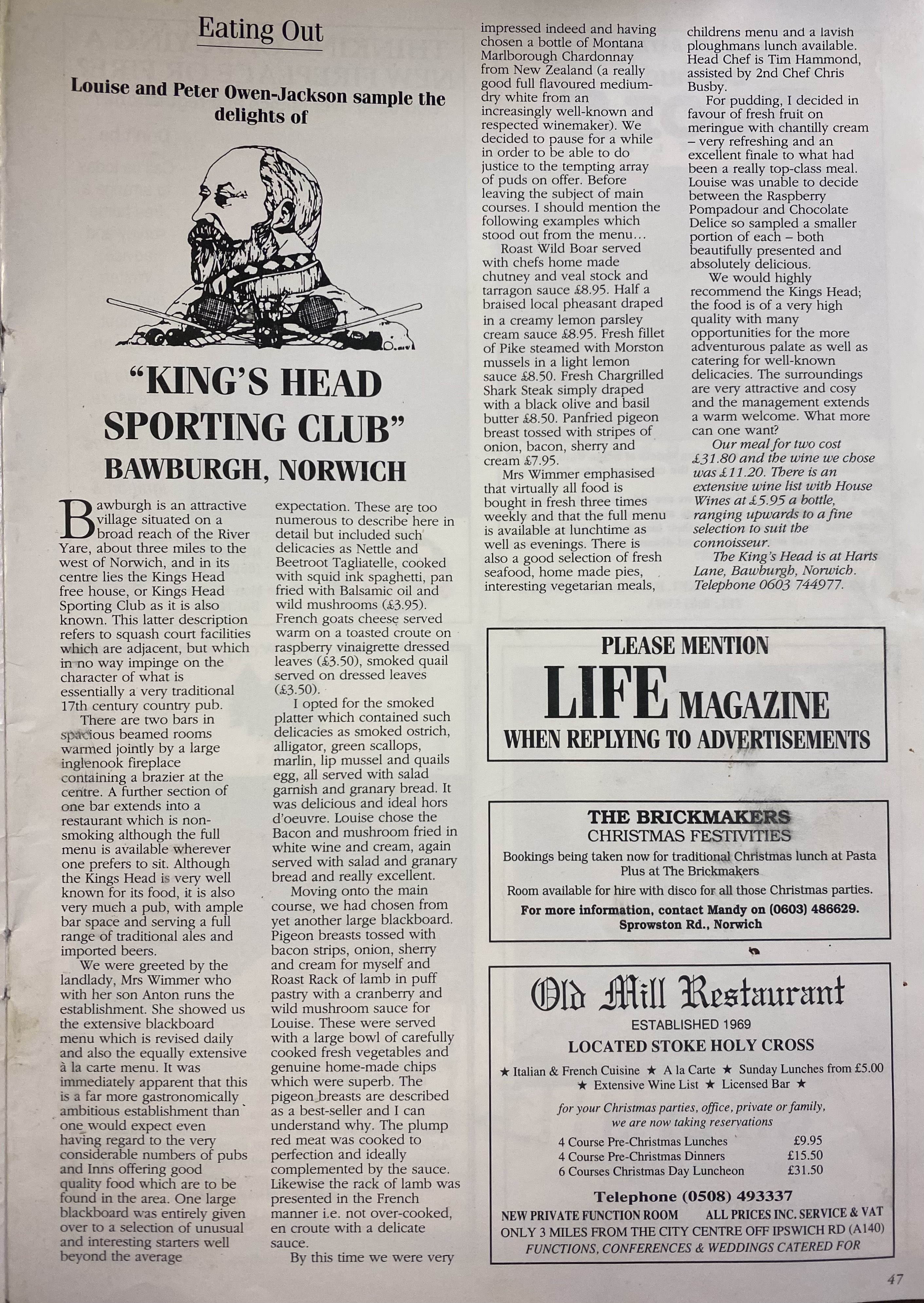 Norfolk Life Historic 1993 Kings Head Article