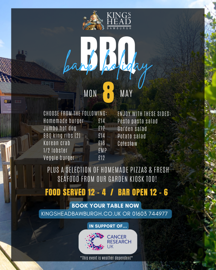 BBQ Menu 08/05/2023 Kings Head Bawburgh